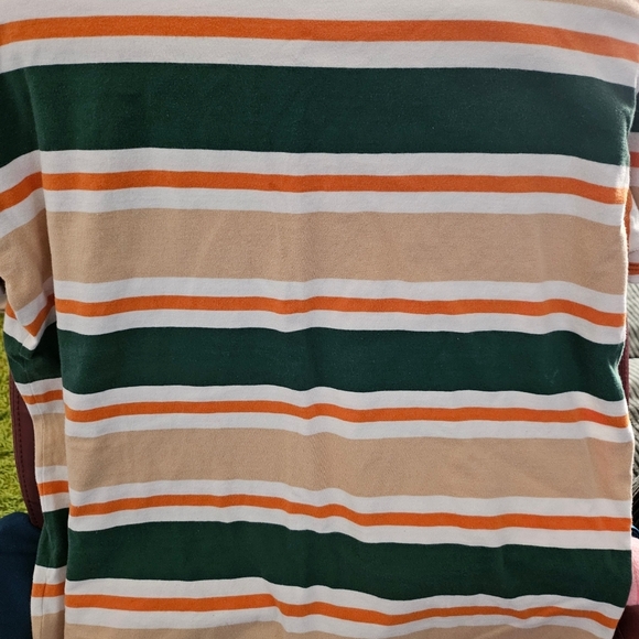 GUESS Vintage Striped Green and Orange T-Shirt - Picture 3 of 3